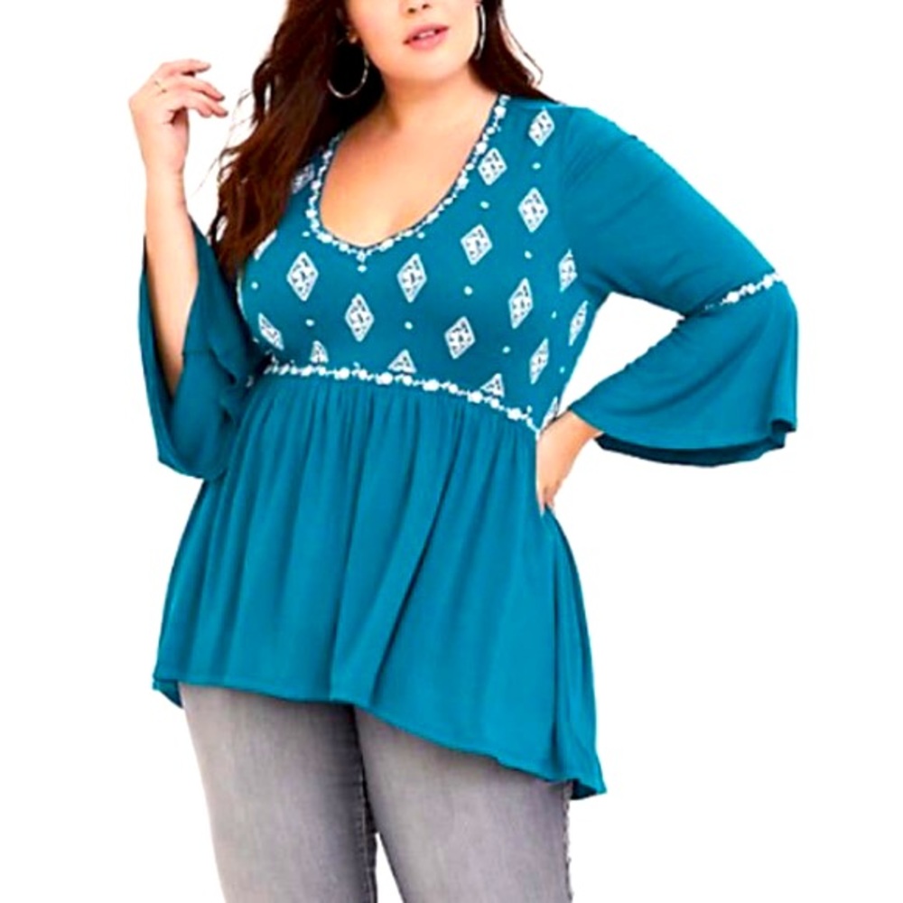 Teal floral torrid top